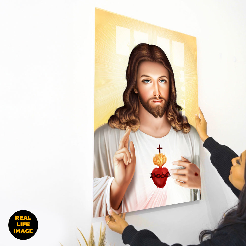 Jesus Sacred Heart Yellow -Acrylic Wall Art