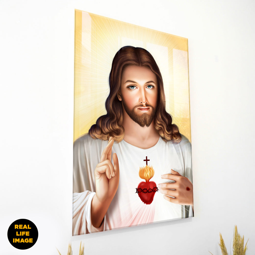 Jesus Sacred Heart Yellow -Acrylic Wall Art