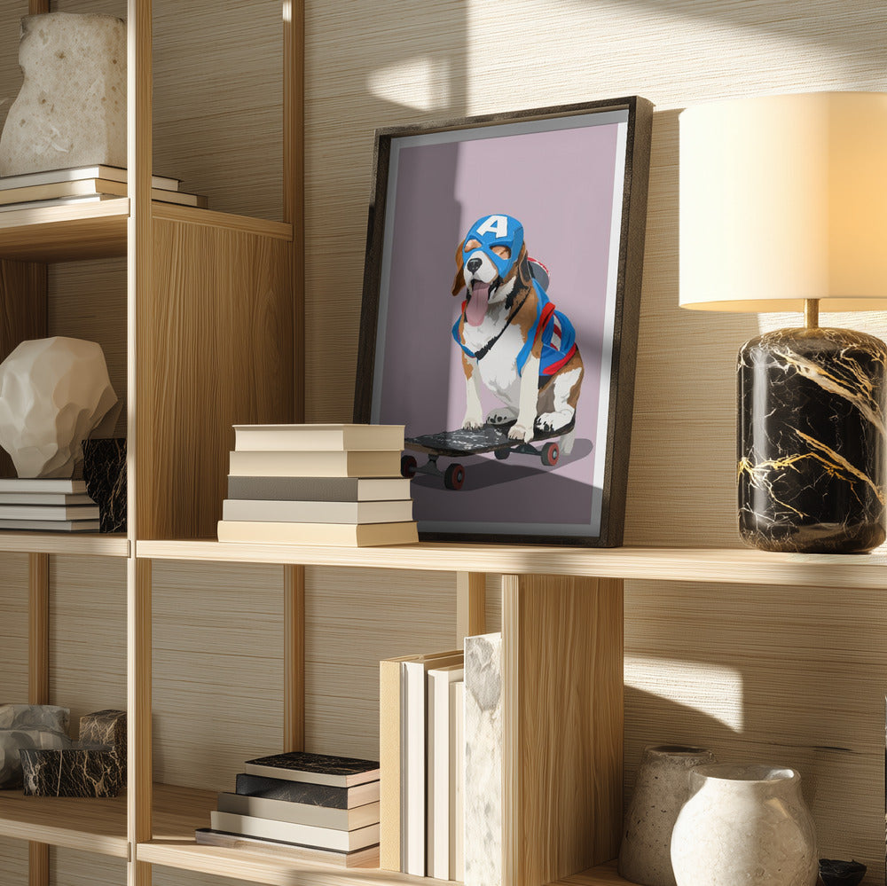 Super Skater Dog Metal Wall Art
