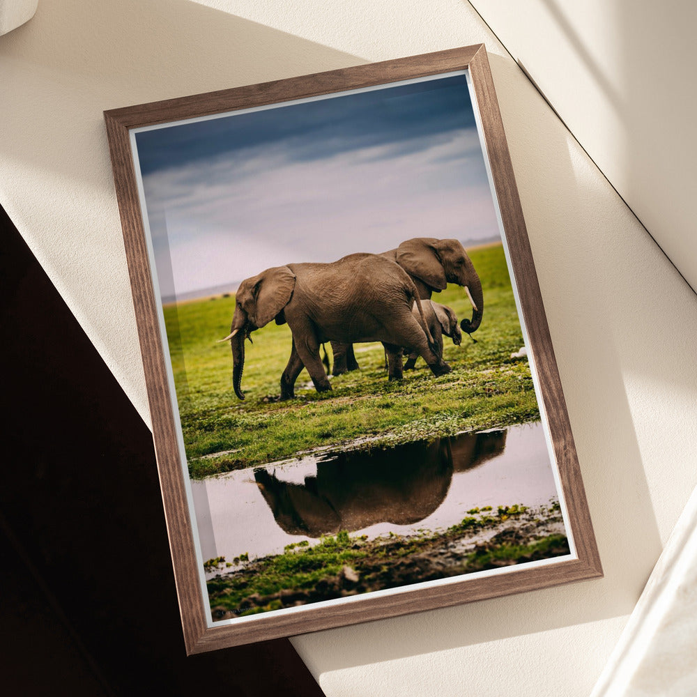 Elephant Family Journey Metal Wall Art