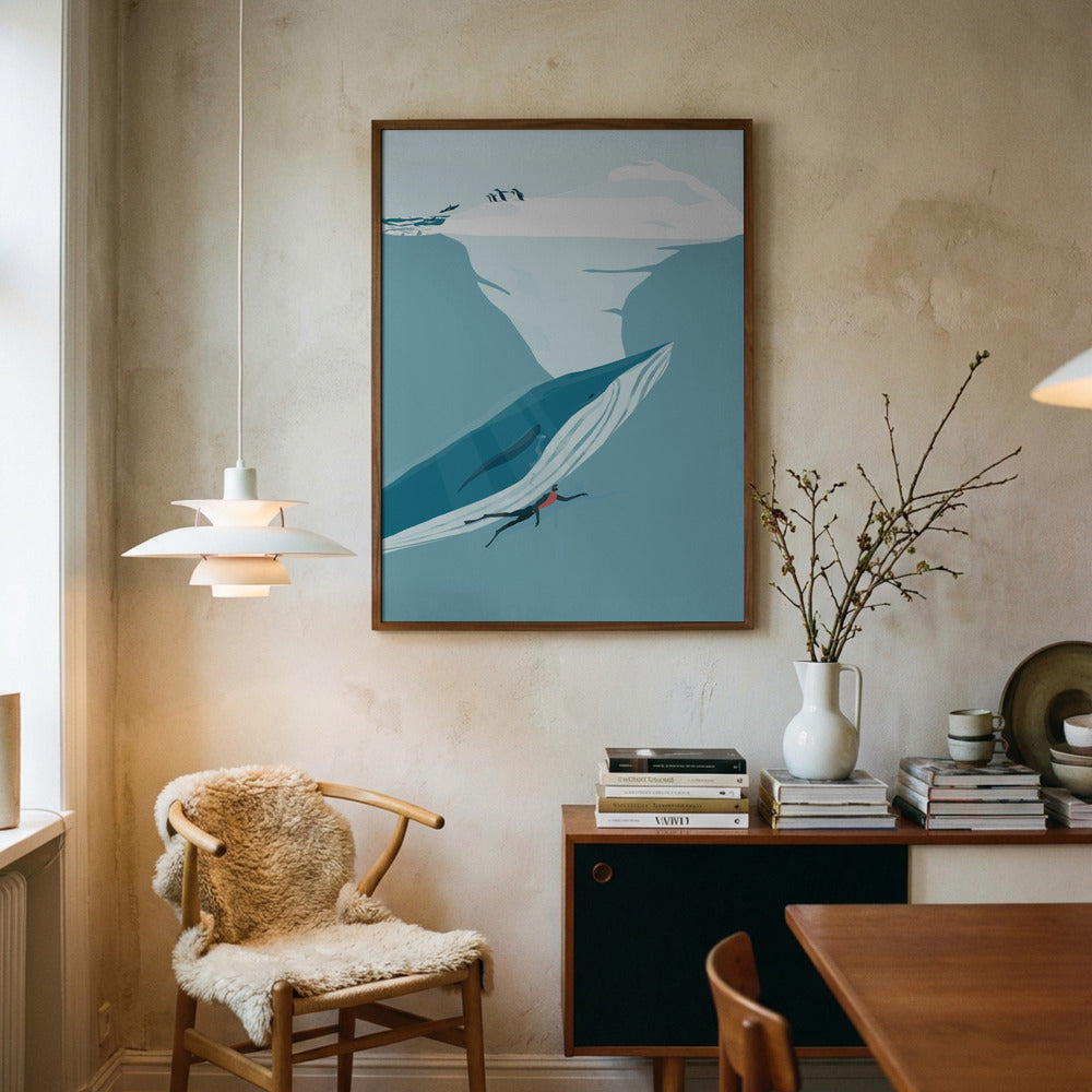Whale Dive Exploration Metal Wall Art