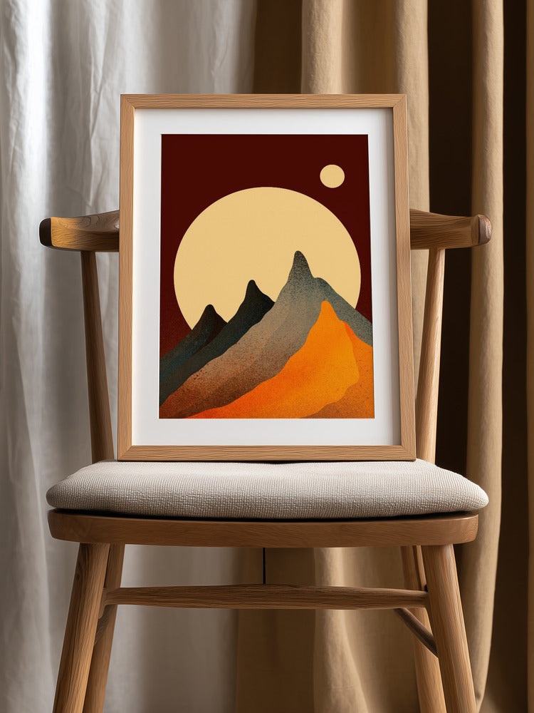 Crimson Desert Moon Minimalist Metal Wall Art