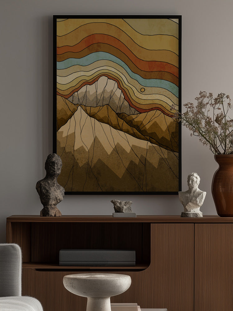 Minimalist Earthtone Horizon Layers Metal Wall Art