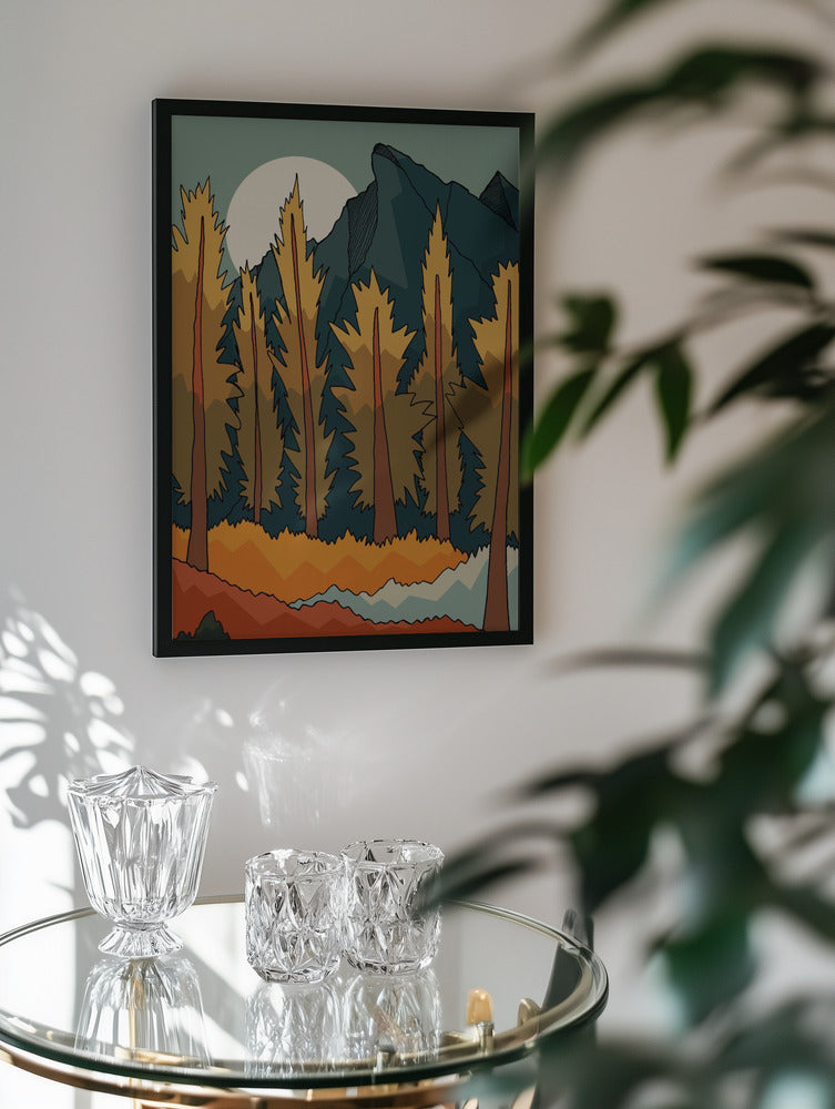 Minimalist Silent Mountain Forest Metal Wall Art