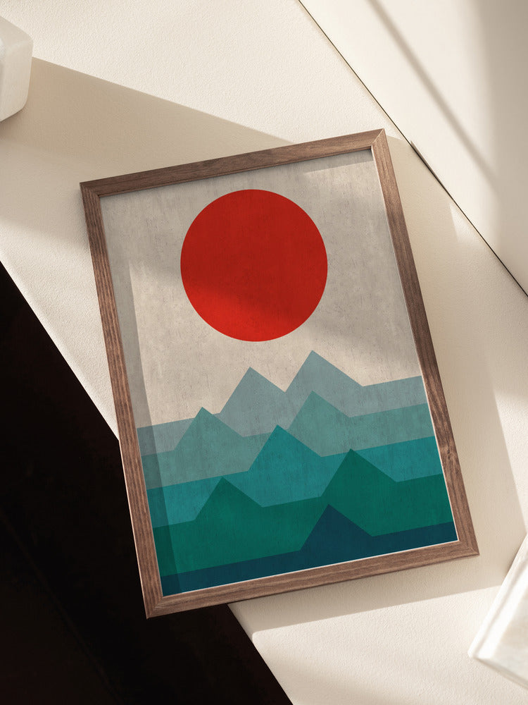 Crimson Summit Minimalist Metal Wall Art