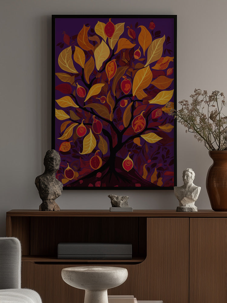Mystic Pomegranate Tree Abstract Metal Wall Art
