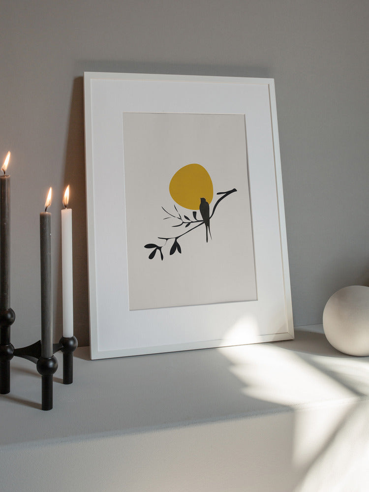 Golden Sunset Perch Abstract Metal Wall Art