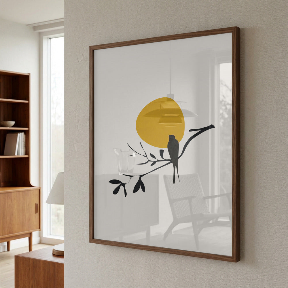 Golden Sunset Perch Abstract Metal Wall Art