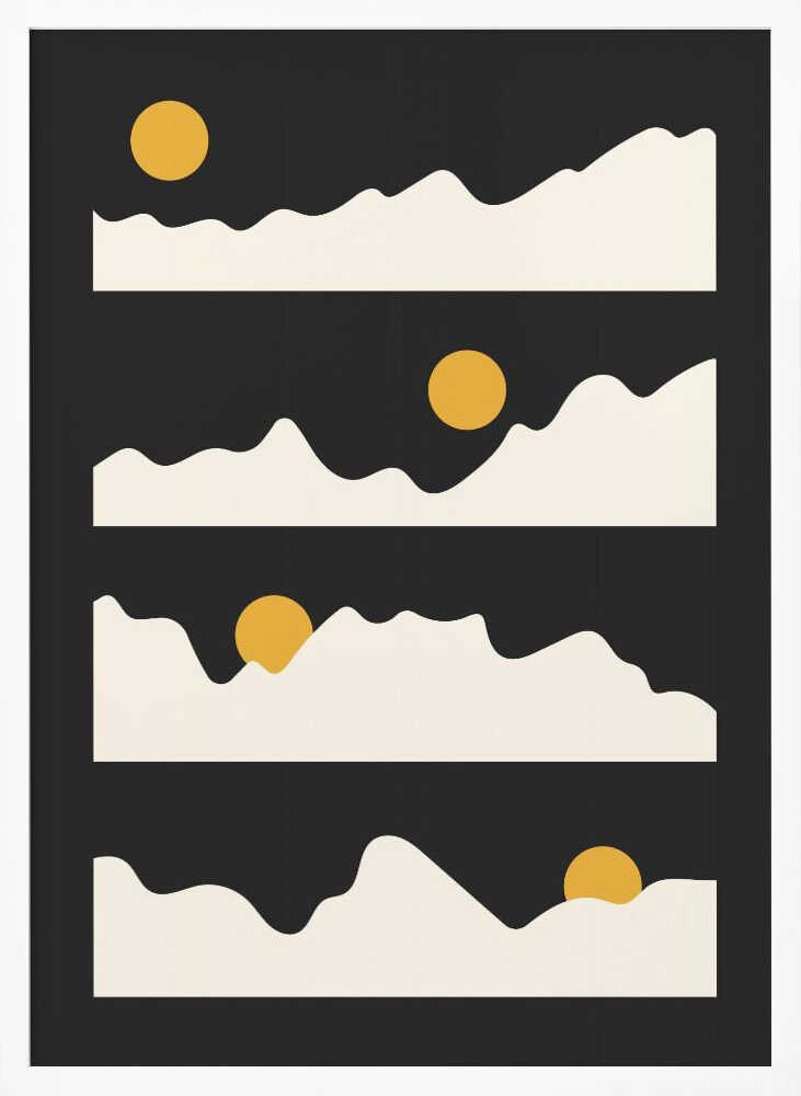 "Golden Horizon: Abstract Mountain and Sun Metal Wall Art"
