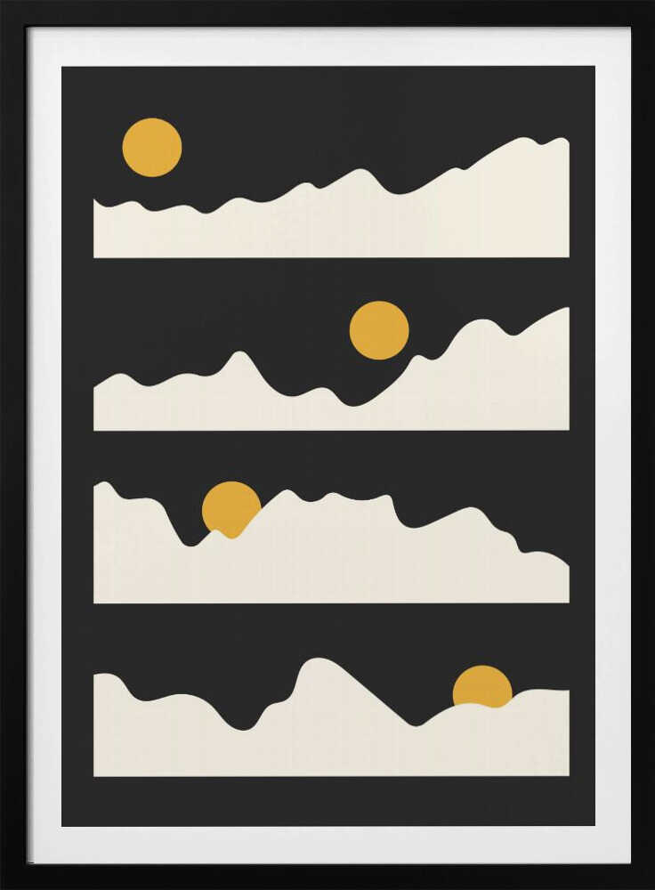 "Golden Horizon: Abstract Mountain and Sun Metal Wall Art"