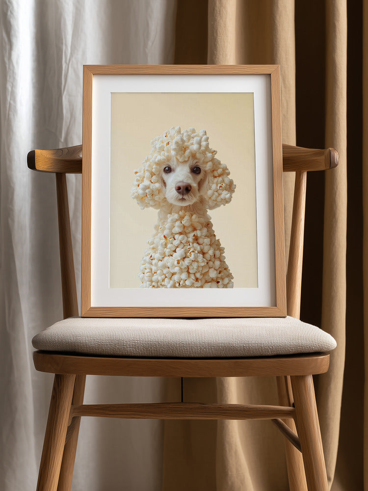 "Popcorn Poodle: Cute Animal Wall Art Print on Metal"