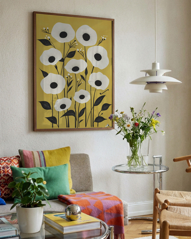 "Golden Bloom: Abstract Floral Metal Wall Art"