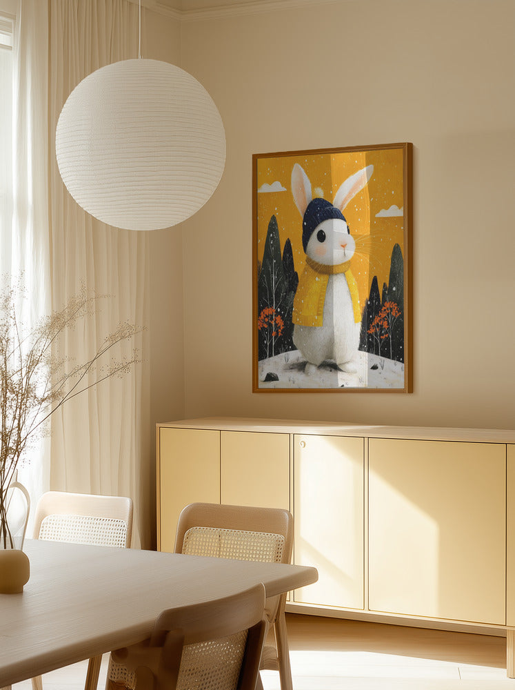 "Winter's Embrace: Bunny Metal Wall Art"