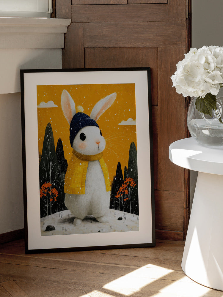 "Winter's Embrace: Bunny Metal Wall Art"