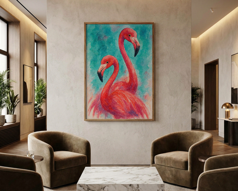 "Flamingo Serenity: Abstract Metal Wall Art"
