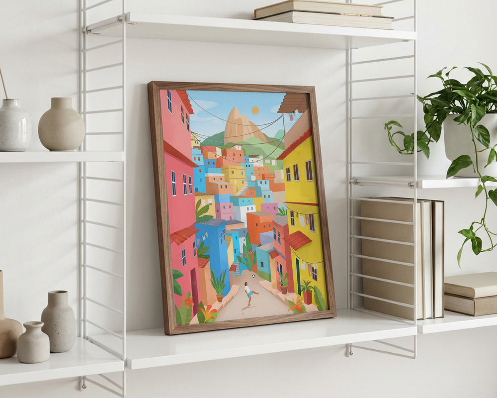 Vibrant Hillside Village Metal Wall Art