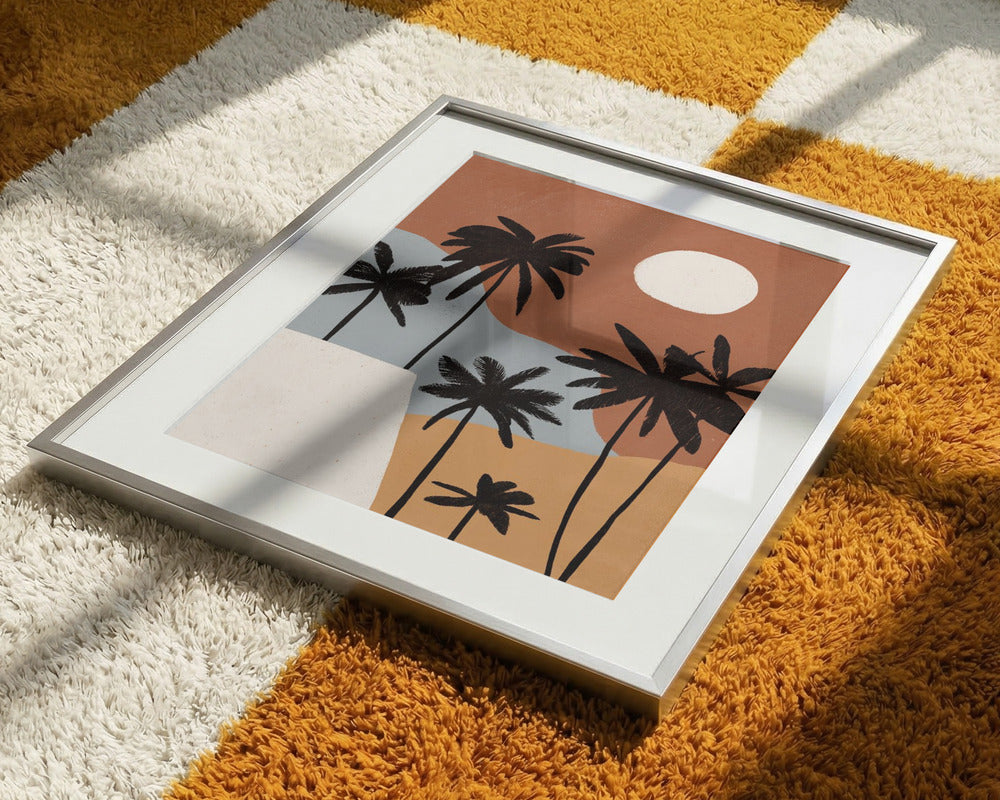 Sunset Palm Minimalist Metal Wall Art