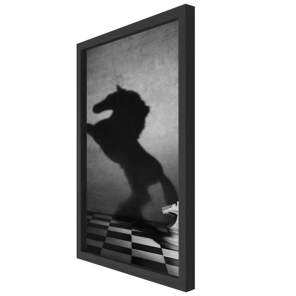 Knight’s Shadow Chess Black & White Metal Wall Art