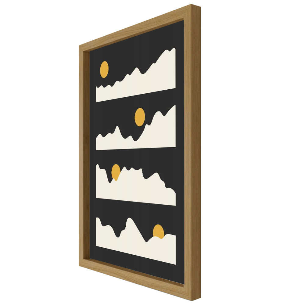 "Golden Horizon: Abstract Mountain and Sun Metal Wall Art"
