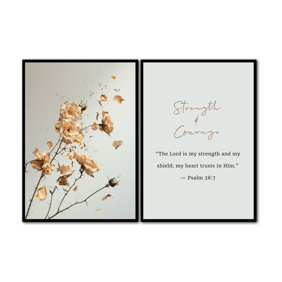 Strength & Courage – Psalm 28:7- 2 Panel Metal Wall Art