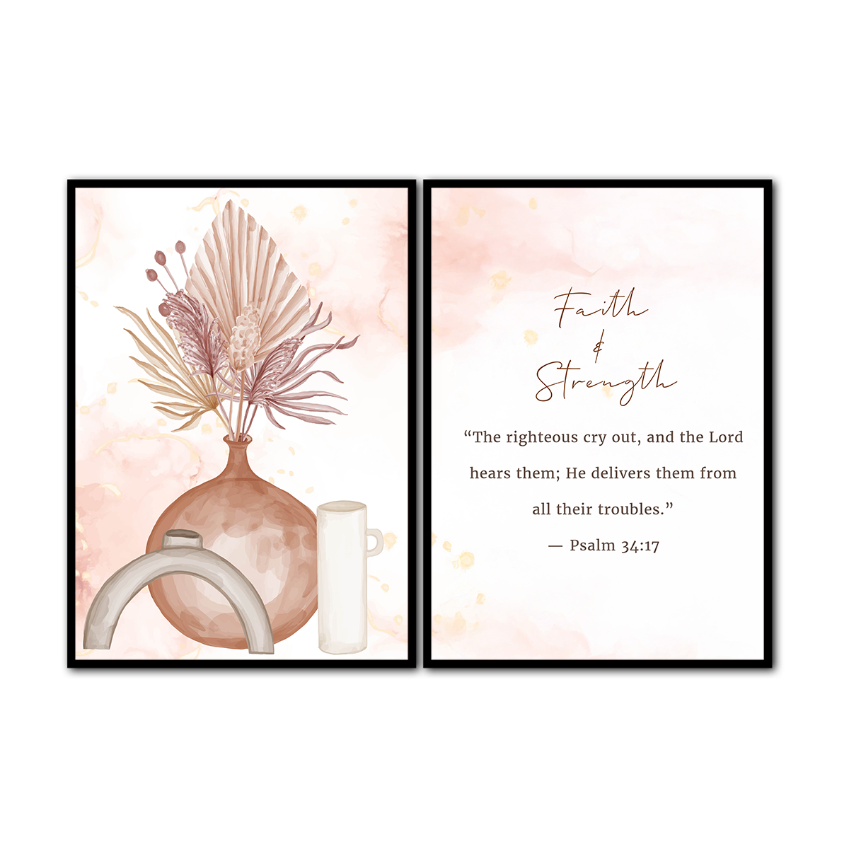 Faith & Strength – Psalm 34:17 - 2 Panel Metal Wall Art