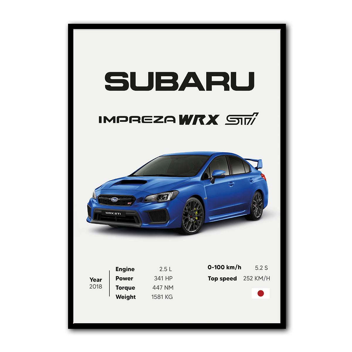 Subaru WRX STI Metal Wall Art