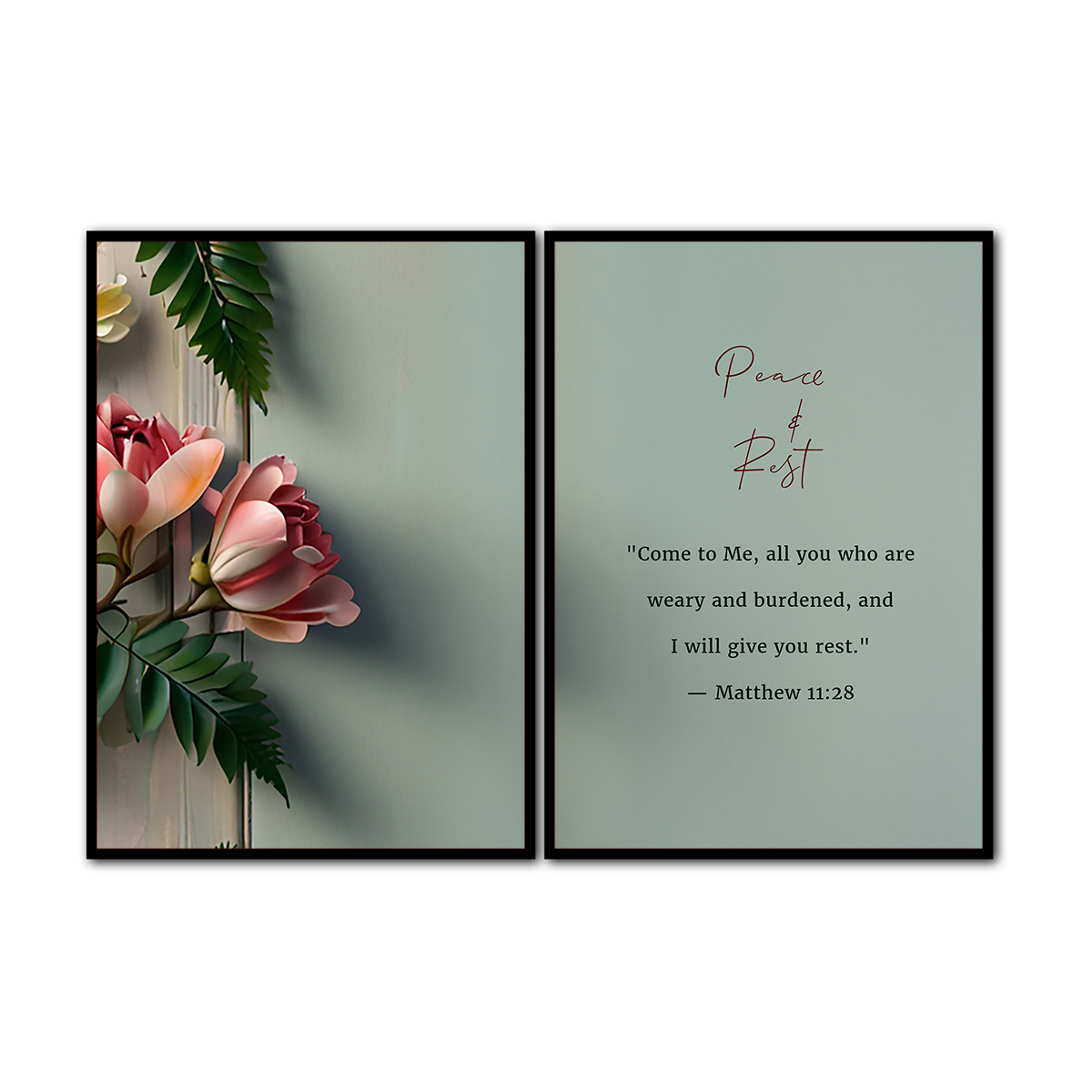 Peace & Rest – Matthew 11:28 - 2 Panel Metal Wall Art