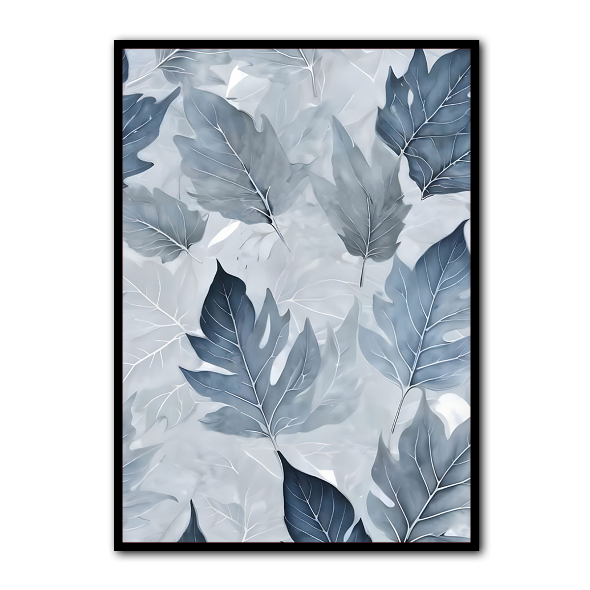 Frosted Leaf Harmony – Nature Metal Wall Art
