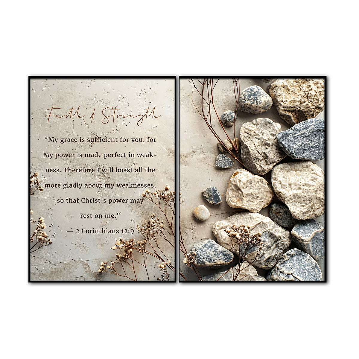 Grace in Weakness – 2 Corinthians 12:9 - 2 Panel Metal Wall Art