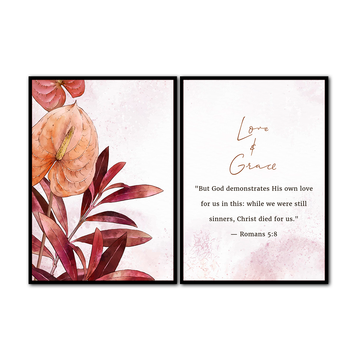 Love & Grace – Romans 5:8 - 2 Panel Metal Wall Art