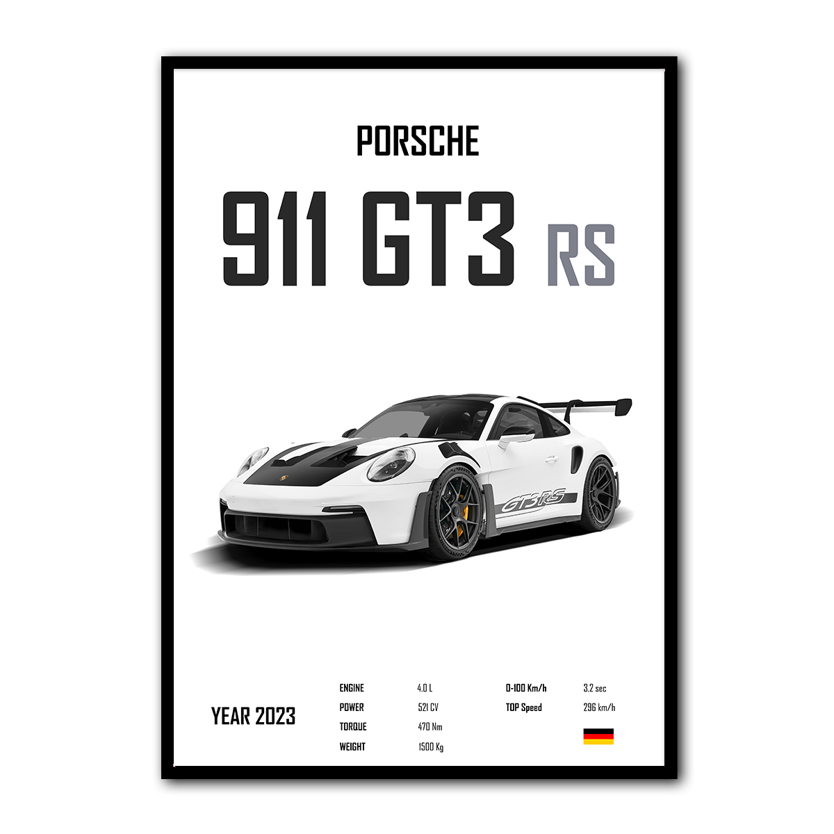 Precision and Power: Porsche 911 GT3 RS Metal Wall Art