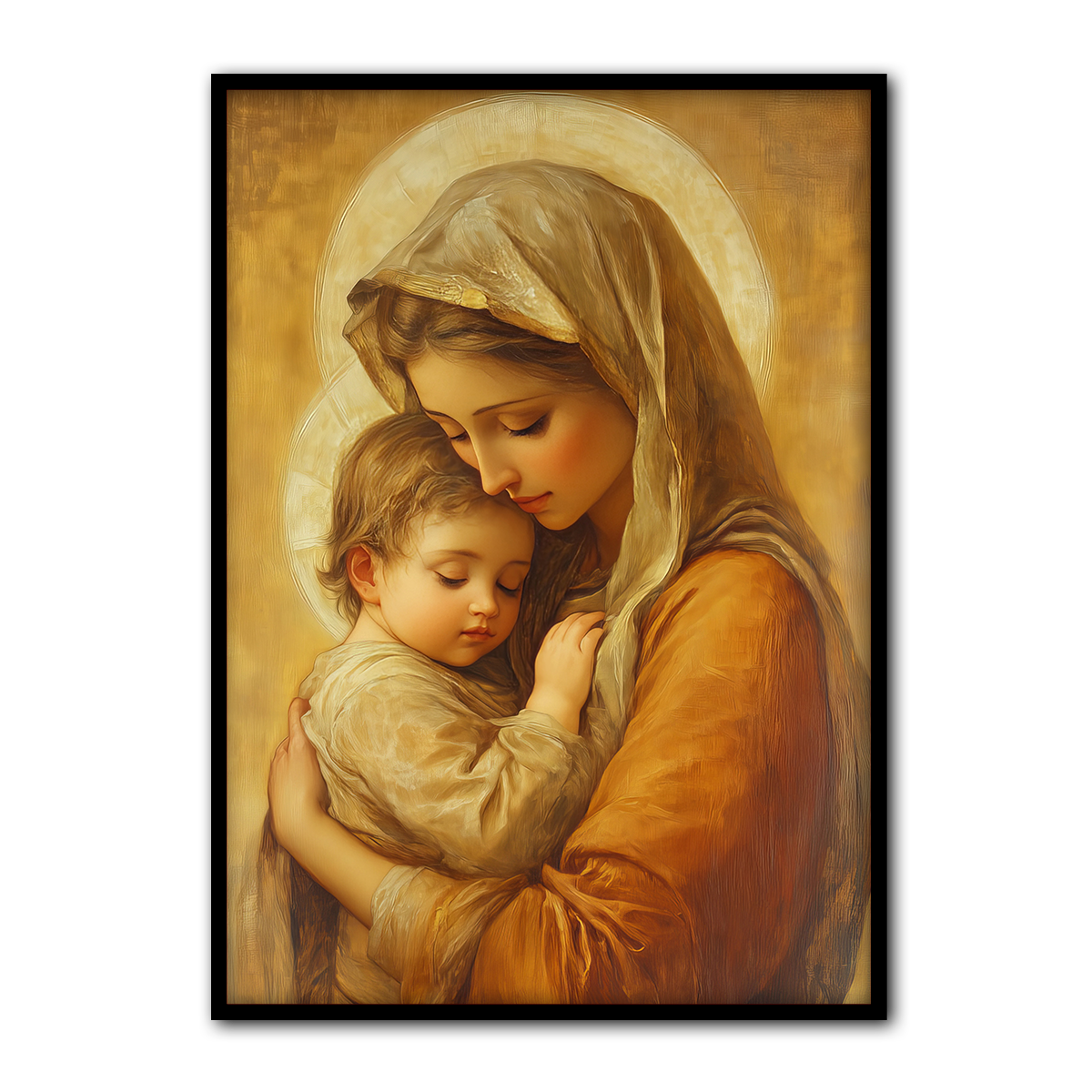 Divine Embrace – Mother Mary & Child Jesus Metal Wall Art