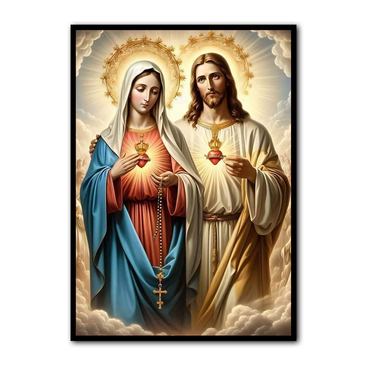 Sacred Hearts of Jesus and Mary – Divine Love HD Metal Wall Art