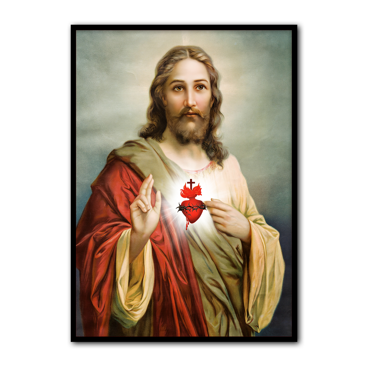 Jesus Christ Sacred Heart – Faith & Light Metal Wall Art