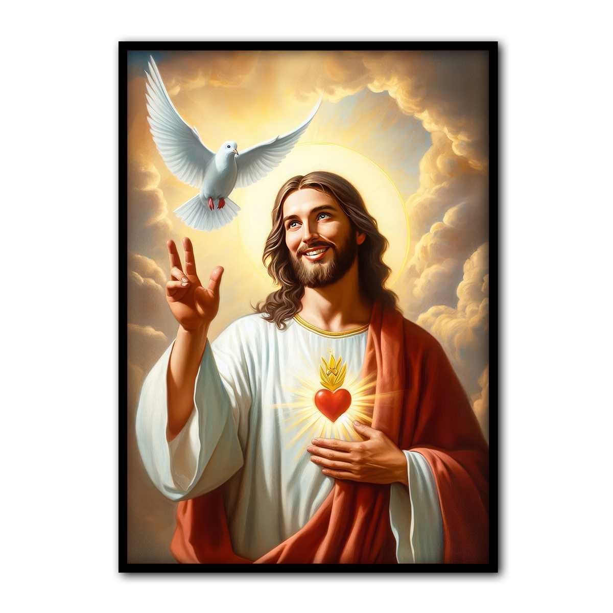 Sacred Heart & Holy Spirit – Faith and Peace Christian Metal Wall