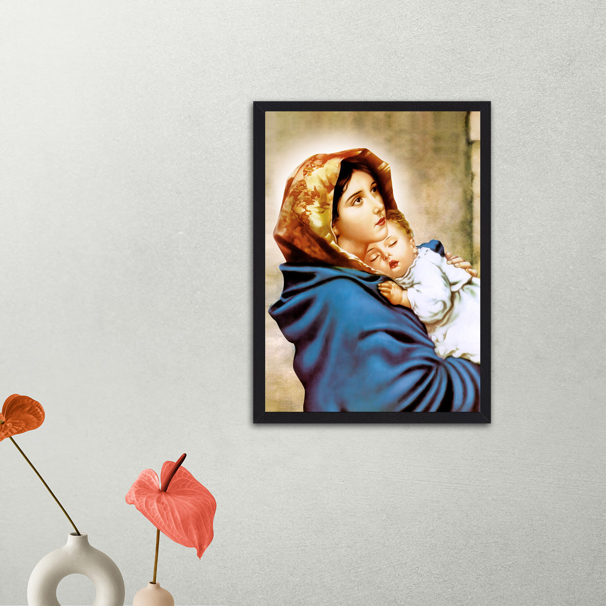 Mother Mary & Baby Jesus III HD Metal Wall Art