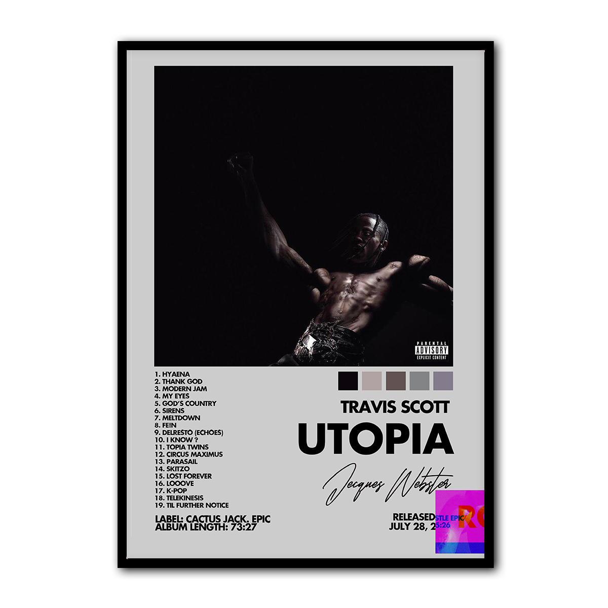 Travis Scott UTOPIA Album Metal Wall Art