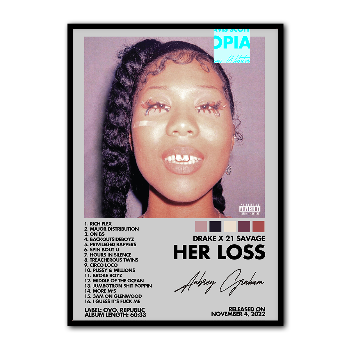 Her Loss Album Wall Art – Drake x 21 Savage HD Metal Print