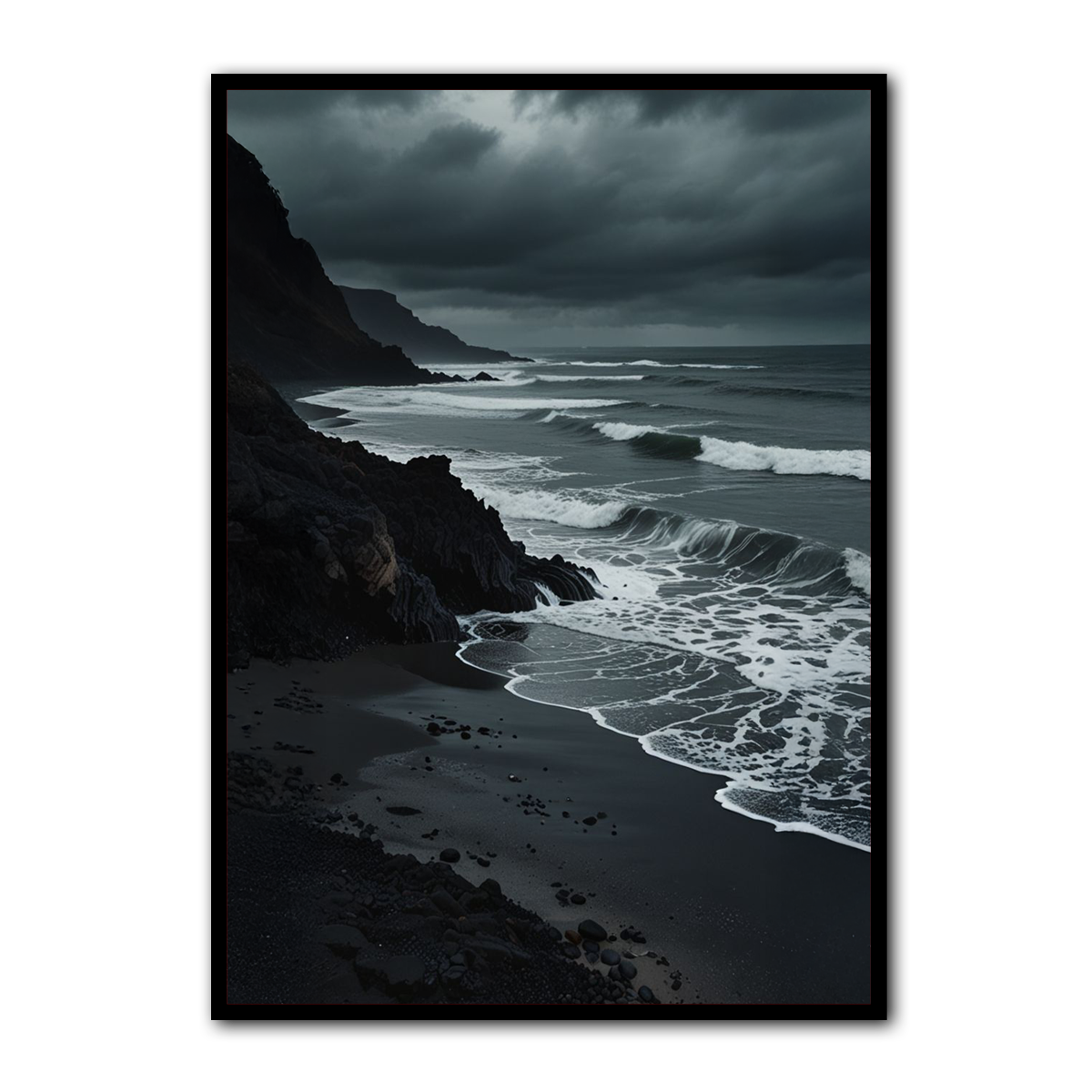 “Midnight Tide” – Moody Ocean Wall Art | HD Metal Print