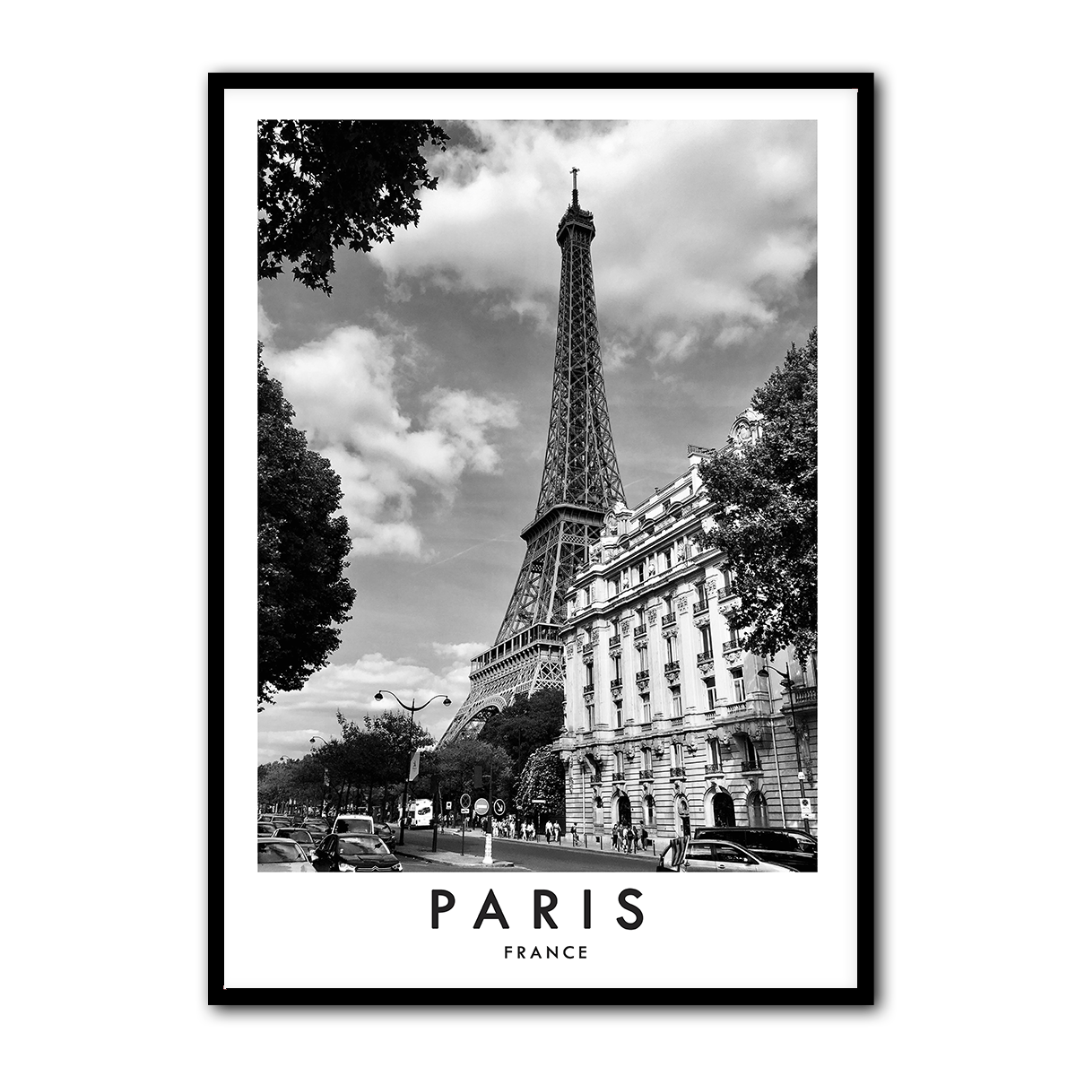Black & White Paris Skyline Metal Wall Art