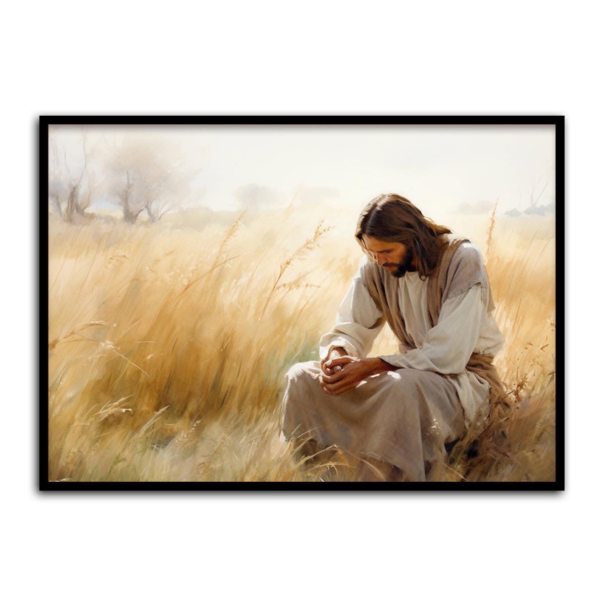 Silent Faith – HD Metal Christian Wall Art of Jesus in Prayer