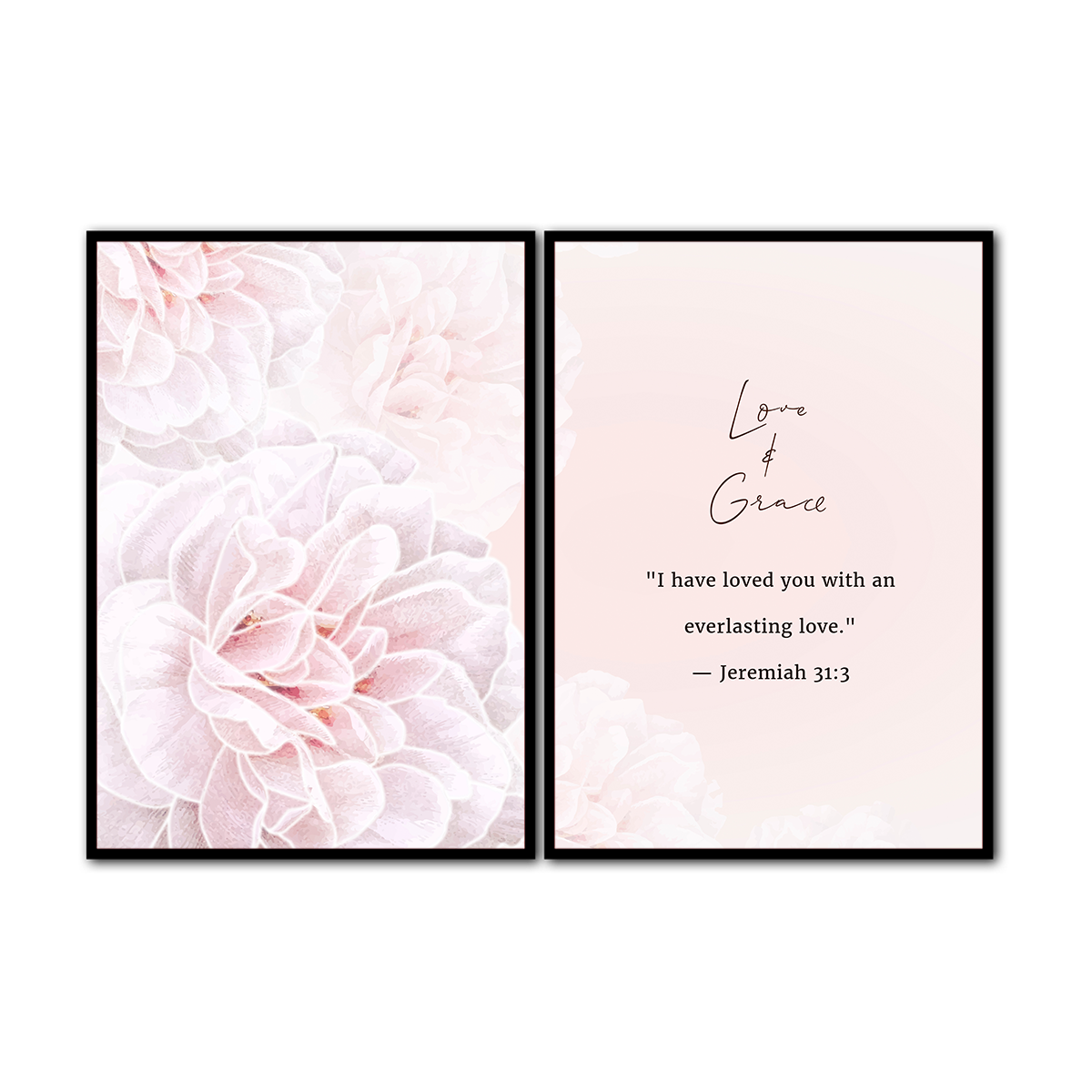 Love & Grace – Jeremiah 31:3 - 2 Panel Metal Wall Art