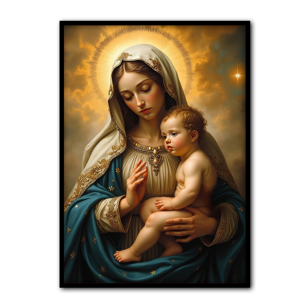 Mother Mary with Child Metal Wall Art