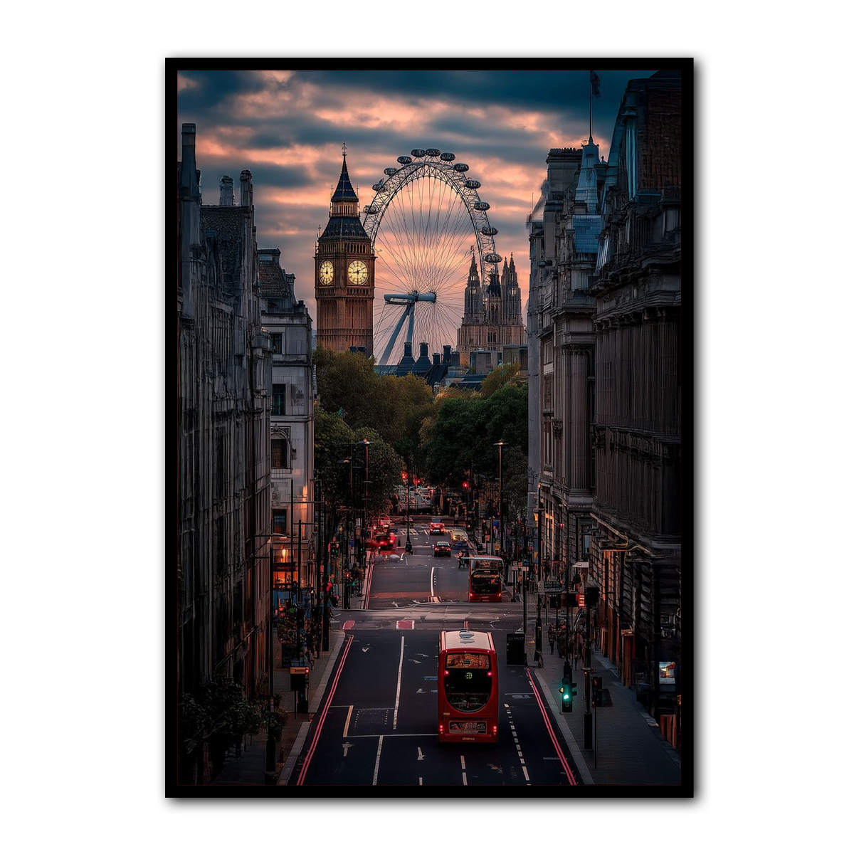 “Evening in London” – Big Ben & London Eye Metal Wall Art
