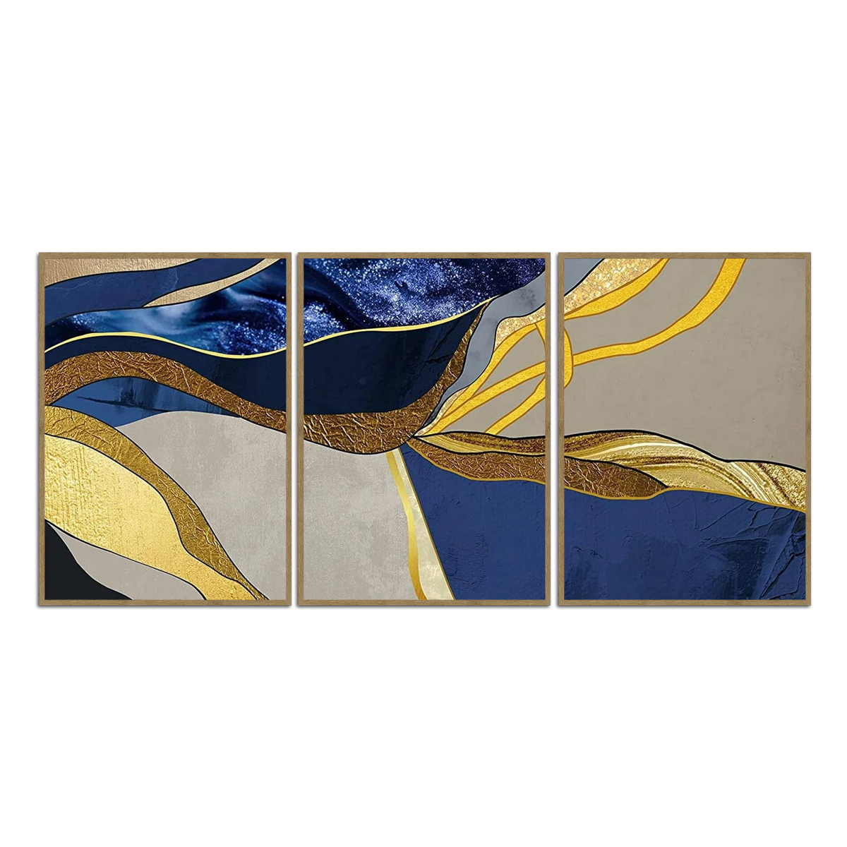 "Golden Waves" – 3-Panel Metal Wall Art
