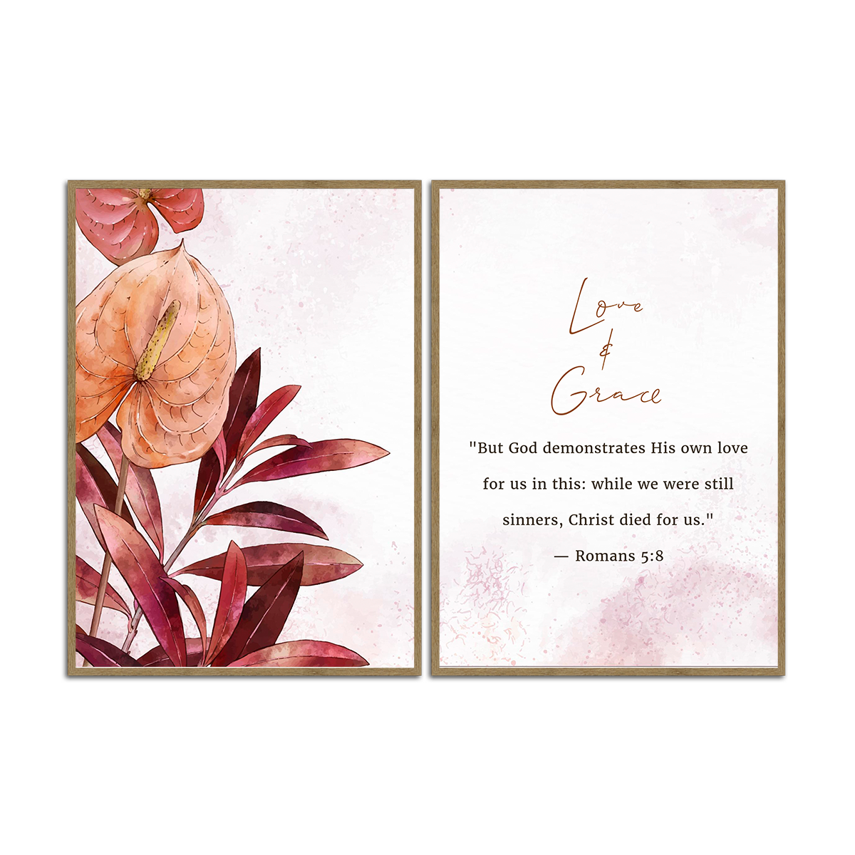 Love & Grace – Romans 5:8 - 2 Panel Metal Wall Art
