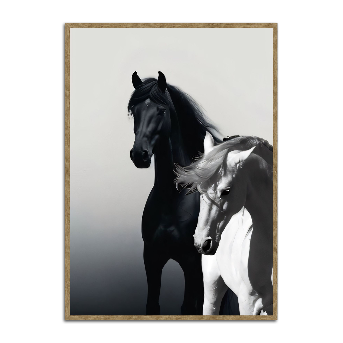 “Harmony of Strength” – Black & White Horses Metal Wall Art