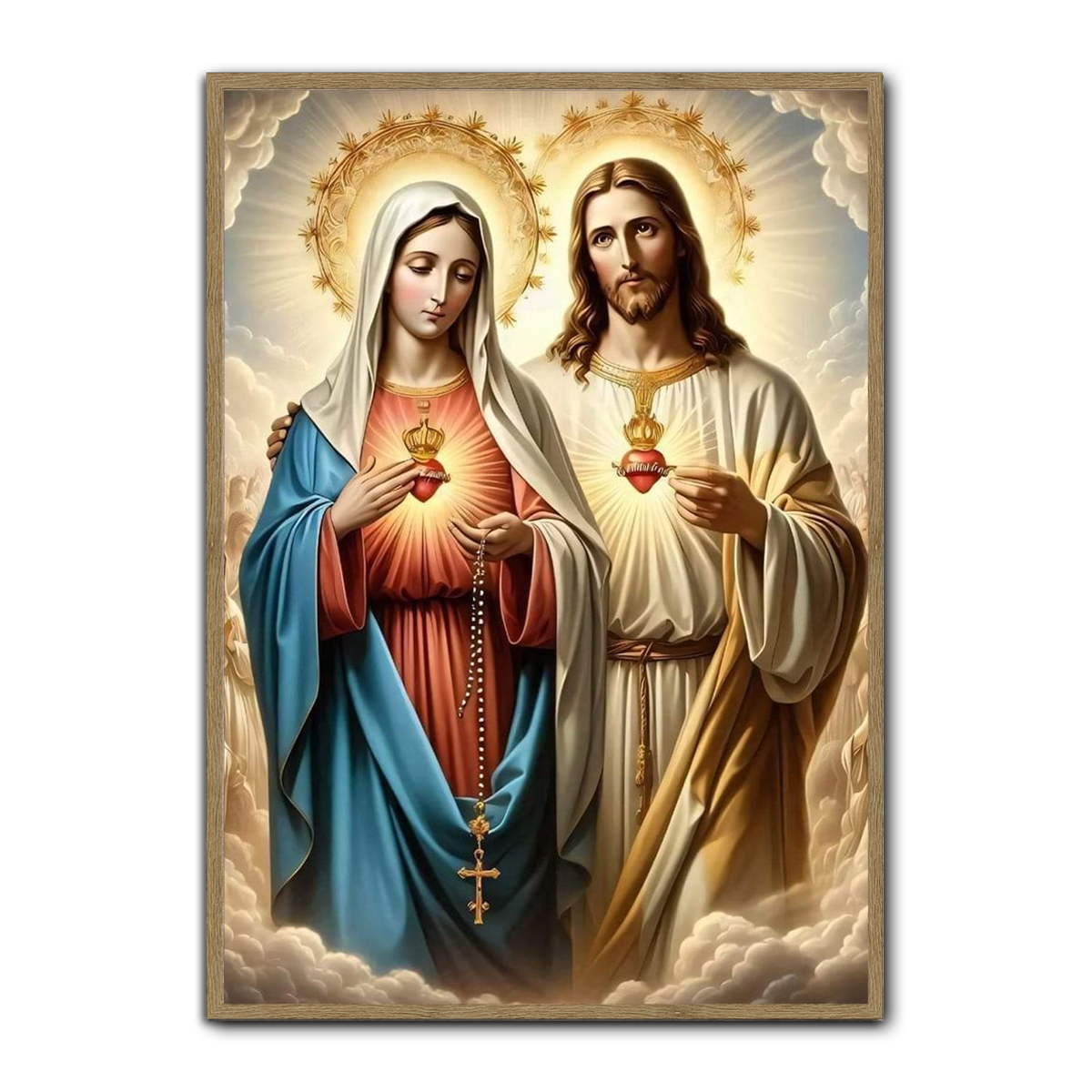 Sacred Hearts of Jesus and Mary – Divine Love HD Metal Wall Art