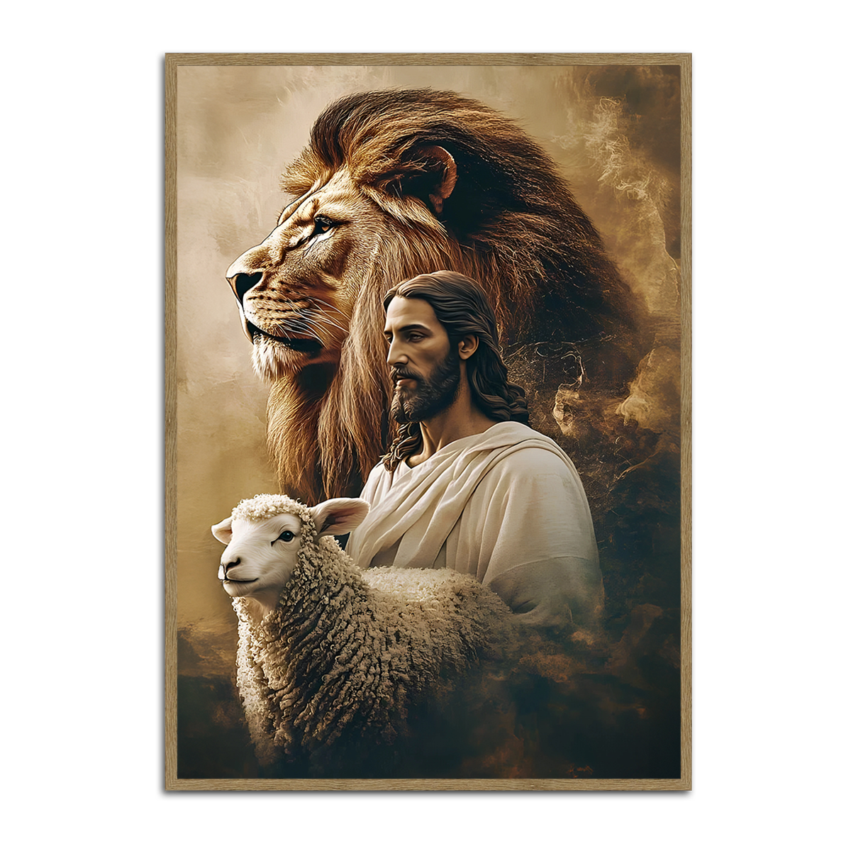 “Power and Peace” – Jesus with Lion and Lamb Metal Wall Art