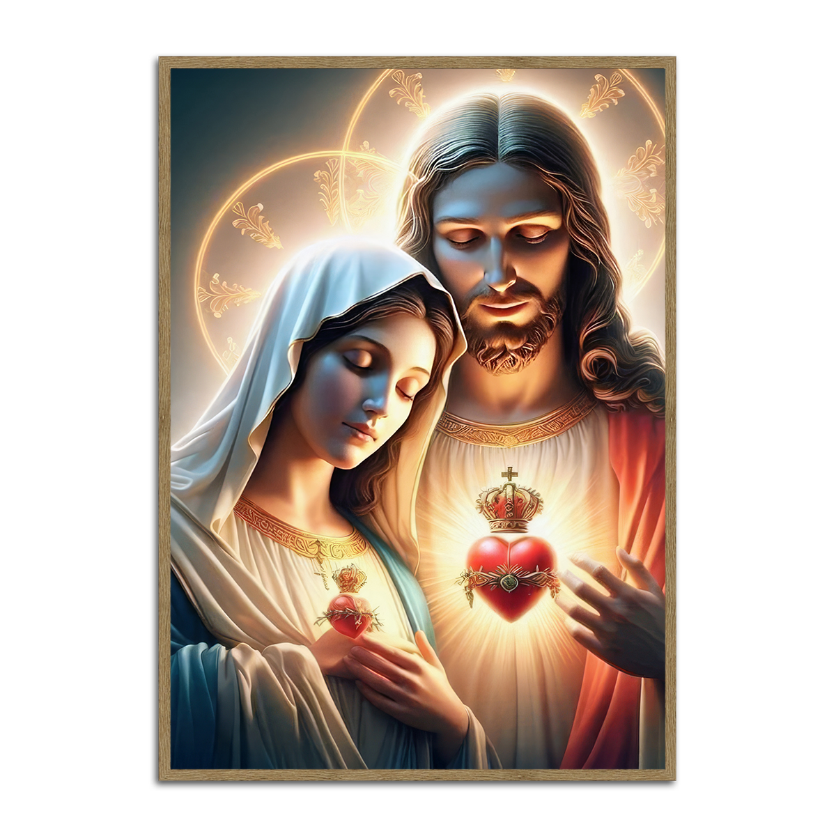 Sacred Hearts of Jesus and Mary – HD Metal Christian Metal Wall Art